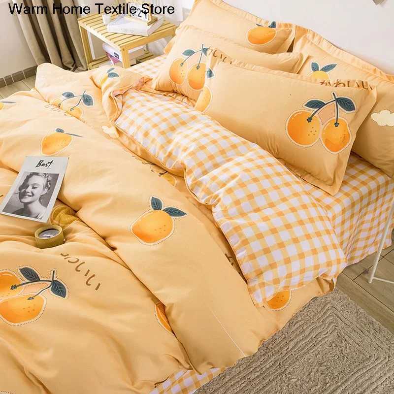 Pink Watermelon Bedding Sets Simple With Flat Sheets Duvet Cover case Bed Linen For Boys Girls Kawaii Bedclothes 150x200 Y250819