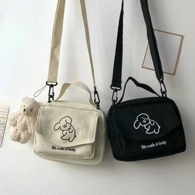 Teen Women Messenger Bags Ladies Canvas Printed Cute Small Square Bag Student Cartoon Shoulder Bag Mobile Phone Wallet Y250819