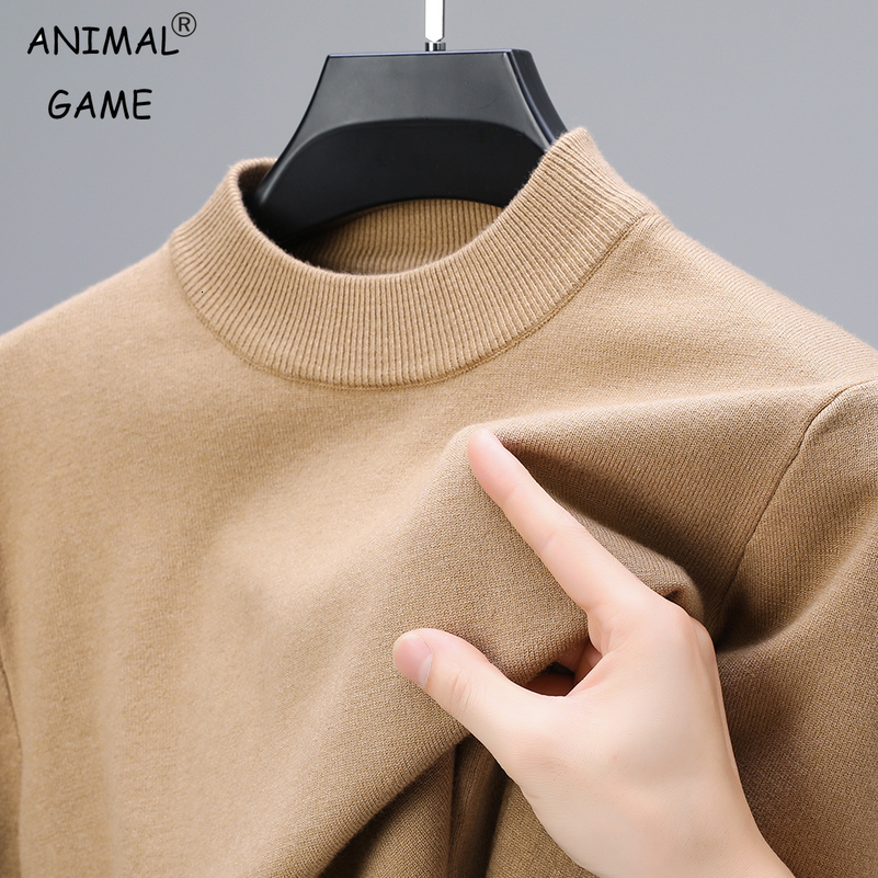 Half Turtleneck Knitwear Sweater AutumnWinter Mock Neck Sweatshirts Solid Color Pullovers Man Casual Mens Clothing w250819