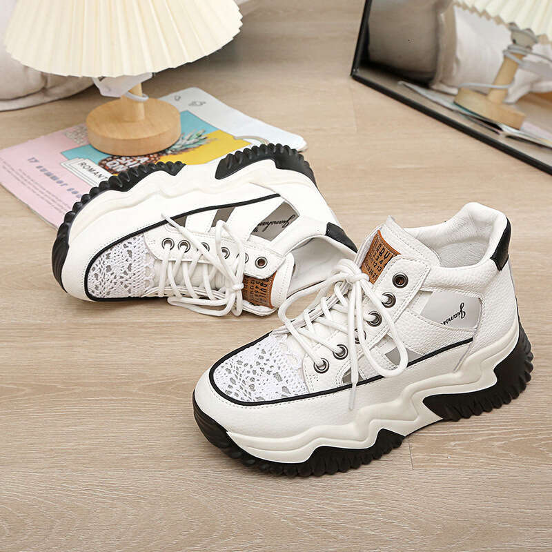 Petite Small Size Thick Sole New Style Platform White Shoes Lace-up Breathable 2023 Summer Height-increasing Women's Sandals