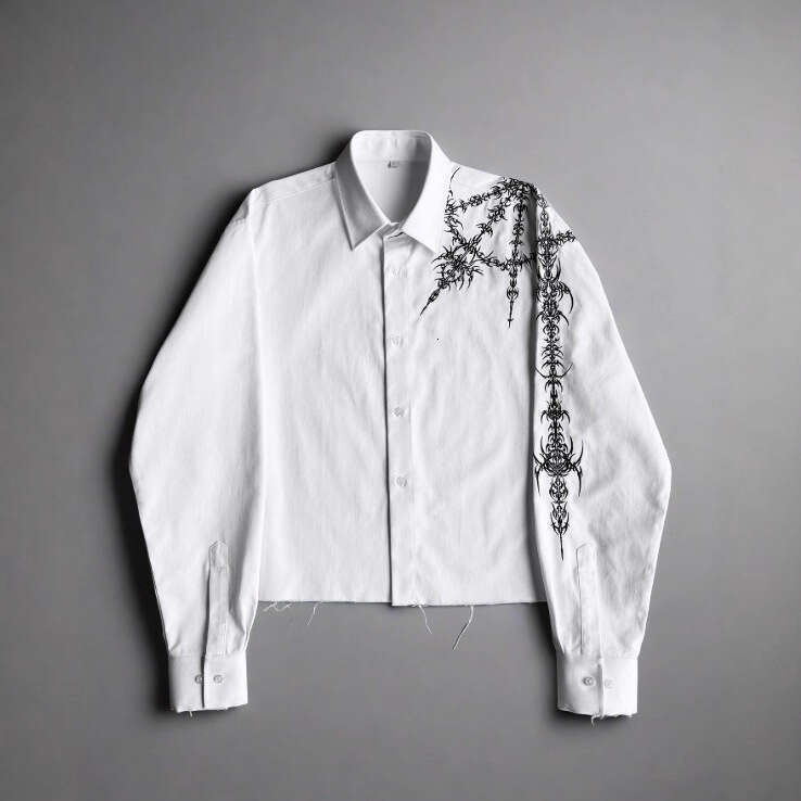 Gothic Dark Style Long Sleeve Shirt For Men High Street Loose Button Trendy Y2k Autumn Top B5