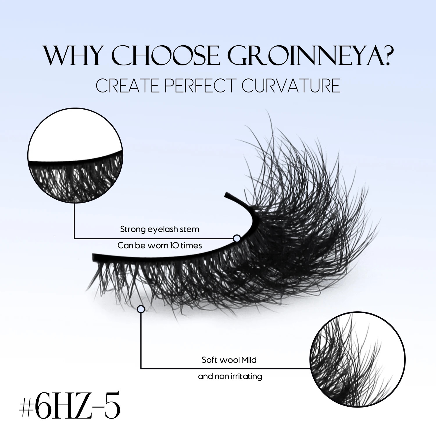 GROINNEYA 5D Fluffy Eyelashes Cat Eye Lashes Natural Fullness Soft Curly Thick Long Lasting Eyelash Makeup 250811