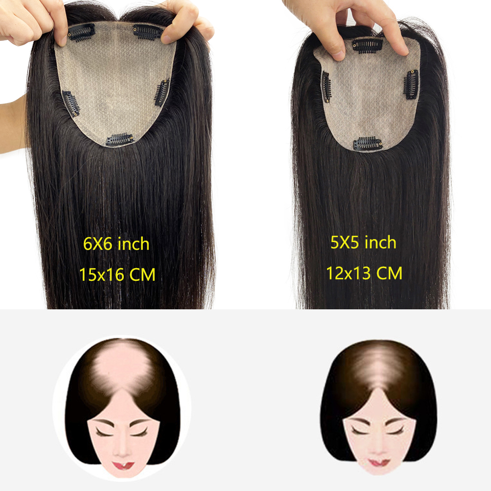 Hot Dark medium brown silk base human hair topper silky straight ombre balayage women real hairpiece 15x16cm