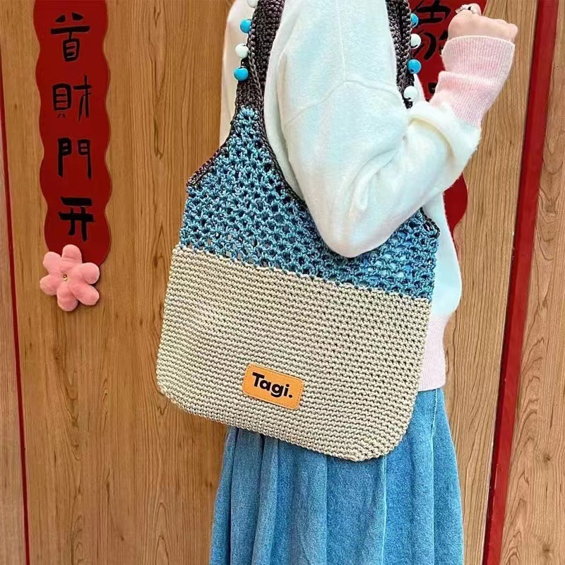 2025 Autumn New Smart Fruit Handmade Beaded Handheld Commuter Color Block Shoulder Bag Handbag Women's Woven Bag Women's Crossbody Bag Desig