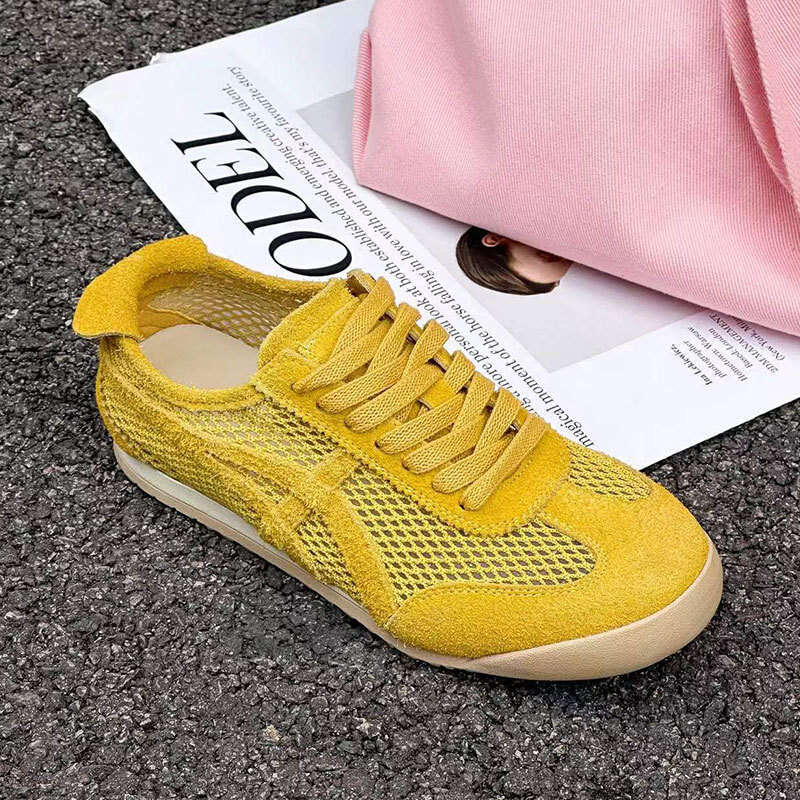 Mesh Breathable Genuine Leather Training for Women 2025 Summer New Style Slimming Agan Shoes Soft Sole Sports Casual Sneakers