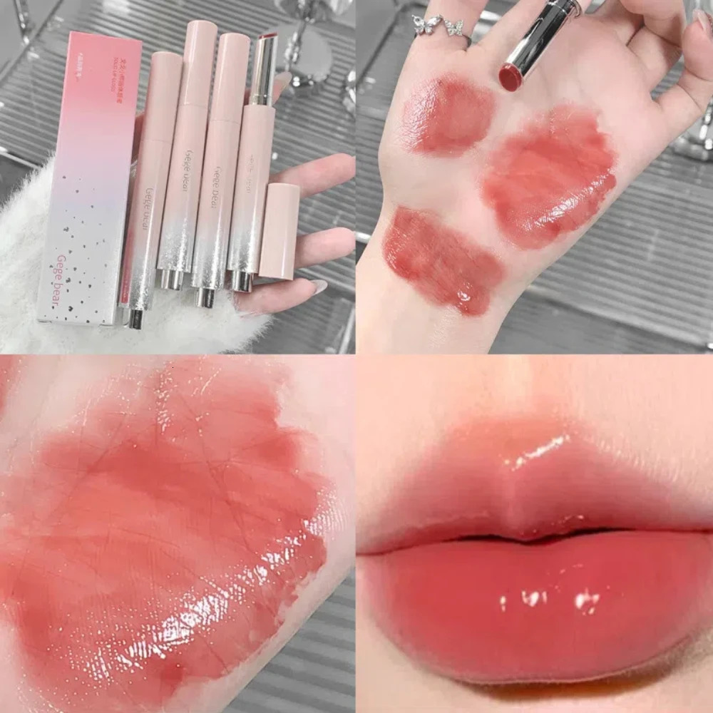 Jelly Solid Lip Gloss Cute Hydrating Mirror Red Brown Lipstick Clear Moisturizing Lips Tint Nature Nude Makeup Cosmetics 250809