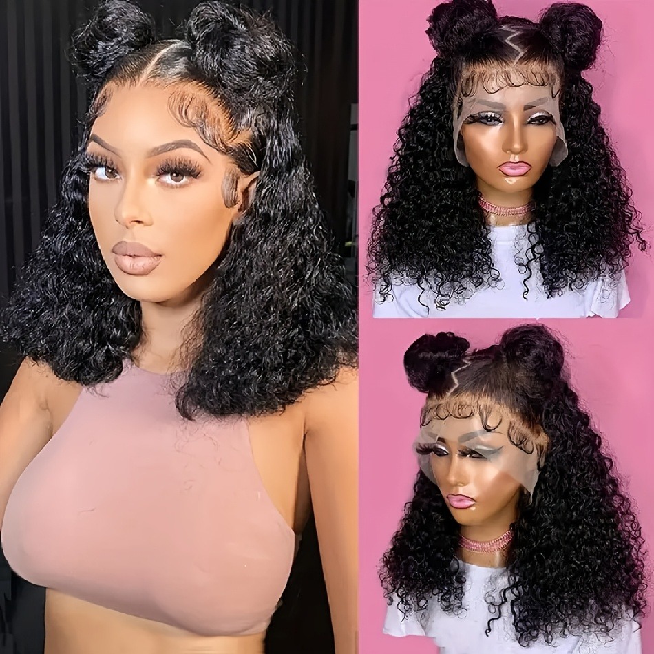 Curly Bob Wig Human Hair Wear Aad Go Glueless Wig 13x4 Kinky Curly Lace Front Wigs Pre Plucked for Black Women 180% Density HD Short Lace Wig for Wemo