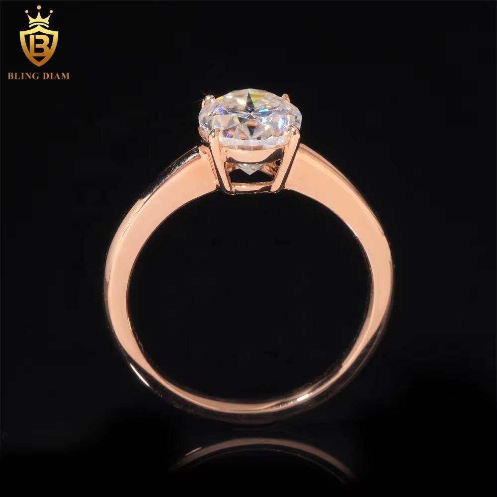 GRA Certificated Pass Diamond Tester VVS Moissanite Diamond Luxury 14K Rose Gold Engagement Wedding Ring