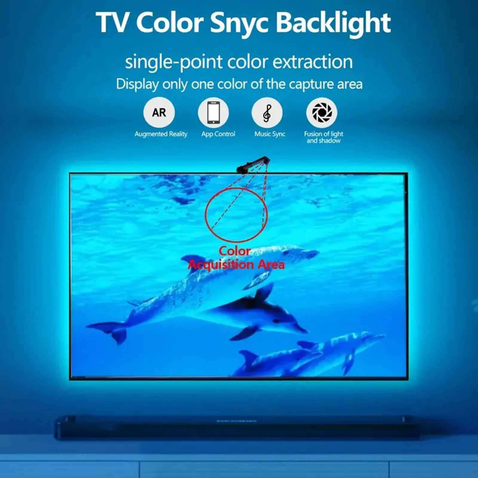 RGBIC LED TV Backlight Strip with Camera USB Powered Screen Syncs for 50-80 Inch TVs Monitors Backlight Room Ambient Lighting Y250819