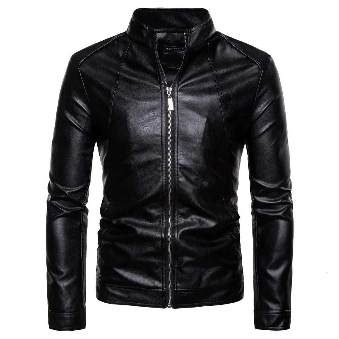 Mens Lapel Leather Jacket Retro Tight Motorcycle PU Casual Fashion European Size Short 250815