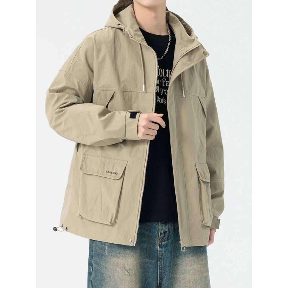 Windbreaker for Nylon Spring Autumn Lightweight Casual Hooded Zip Up Jacket Men Daily Work Stylish Windproof Coats