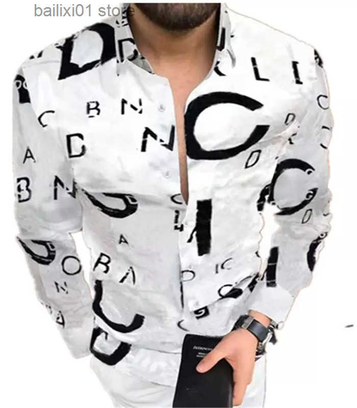 Letter Printing Shirt Summer Slim Fit Mens Fashion Long Slve Hawaii Casual Shirts Male Clothing T250820