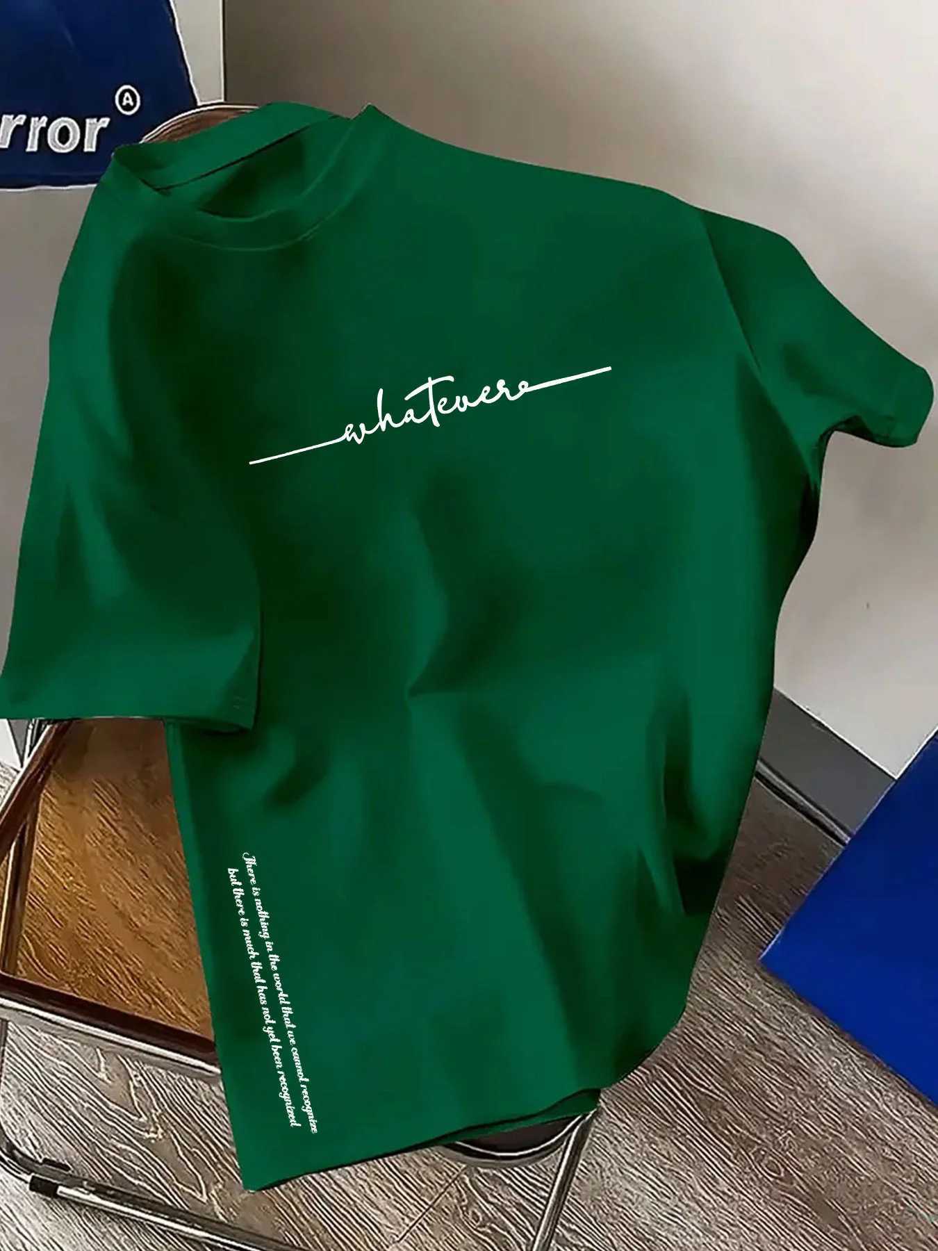 Mens summer 100 cotton fashionable casual sports loose plus size simple letter printed round neck short sleeved T-shirt top Y250819