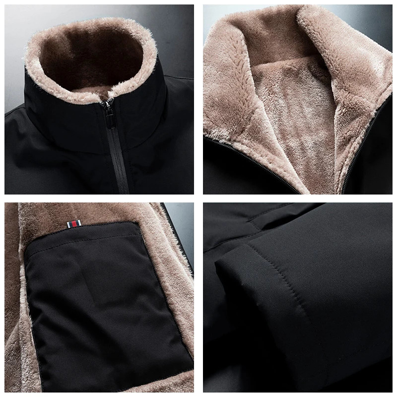 Men 2025 Winter Windproof Warm Thick Fleece Jacket Men Fashion Casual Coat Men Autumn Outwear Outdoor Classic Jacket Men 250818