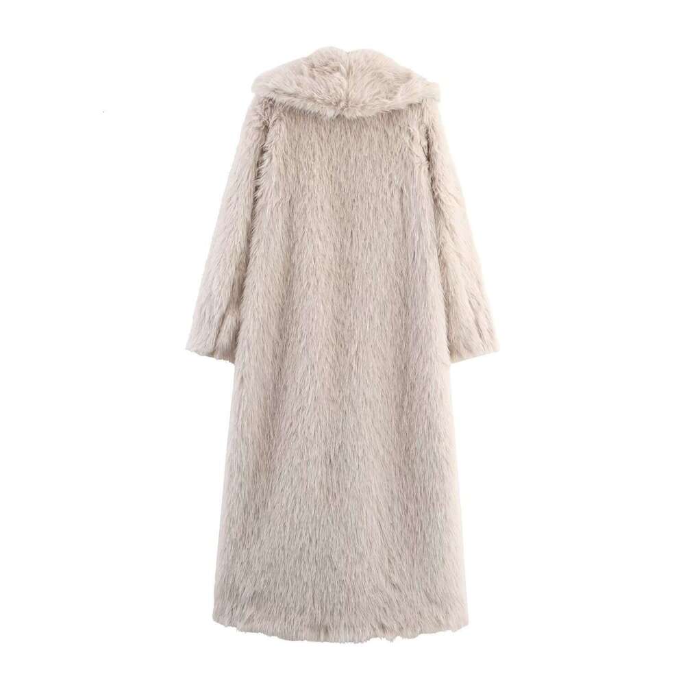 New women's clothing European and American style French suit collar, fashionable temperament, faux leather grass long coat