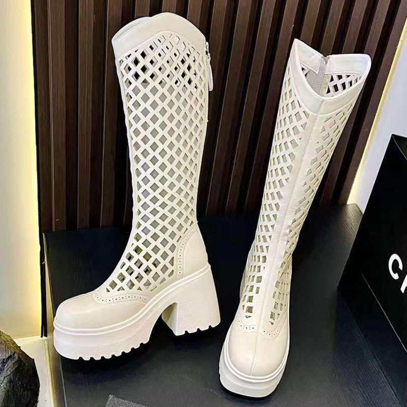 10cm Petite Hollow Knight for Women 2025 Summer New Breathable High Tube Boots Versatile Slimming Women's Sandals
