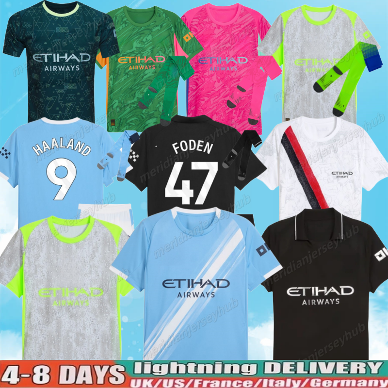 25 26 HAALAND MAN CITY soccer jerseys FODEN DOKU MARMOUSH McATEE KOVACIC GVARDIOL home away DE BRUYNE MATHEUS N. football shirt men kids kits goalkeeper pink