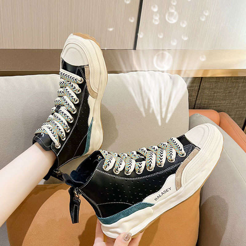 2025 New Genuine Leather High-Top for Women Summer Fashion Hole Ins Versatile Breathable Casual Women's Shoes