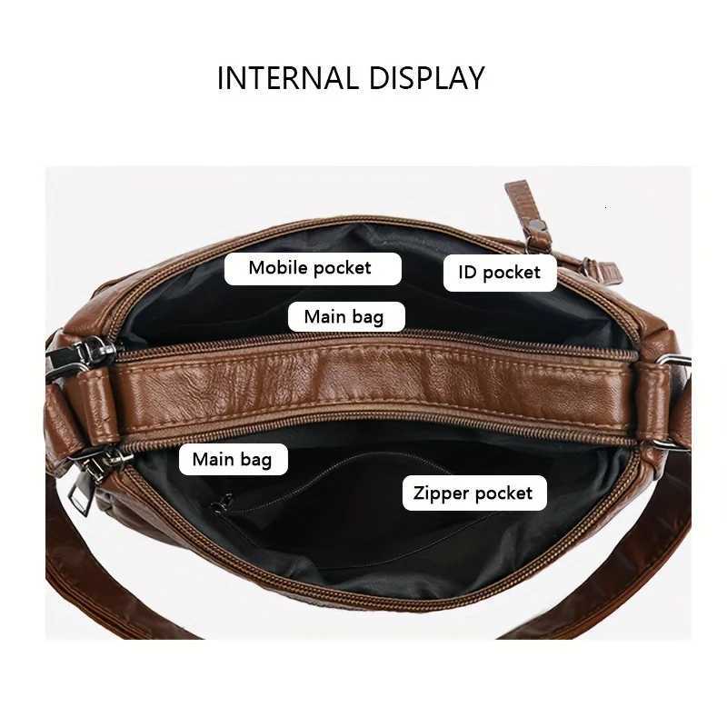 Vintage PU Leather Purses for Women Multi-Pocket Handbag Crossbody Shoulder Bags High Quality Design Ladies 2022 Y250819