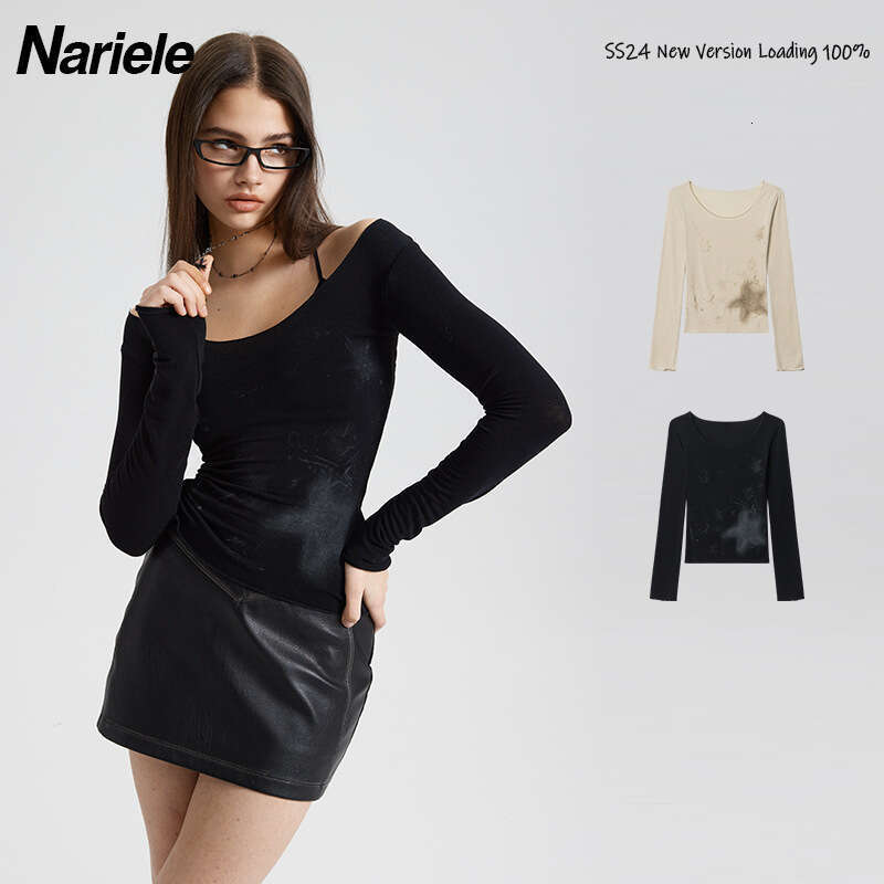 Heyhenry Spring And Autumn Pure Desire Large U-Neck Chest-Enhancing Versatile Base Shirt For Women Hot Girl Slim Fit Inner Wear Long Sleeve T-Shirt B5