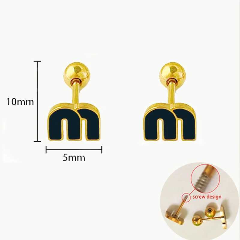 Stainless Steel Letter M ALTERA Screw Stud Earrings for Women Fashion Luxury Small Ball Screws Earrings Piercing Jewelry Gift 1 G250820aw