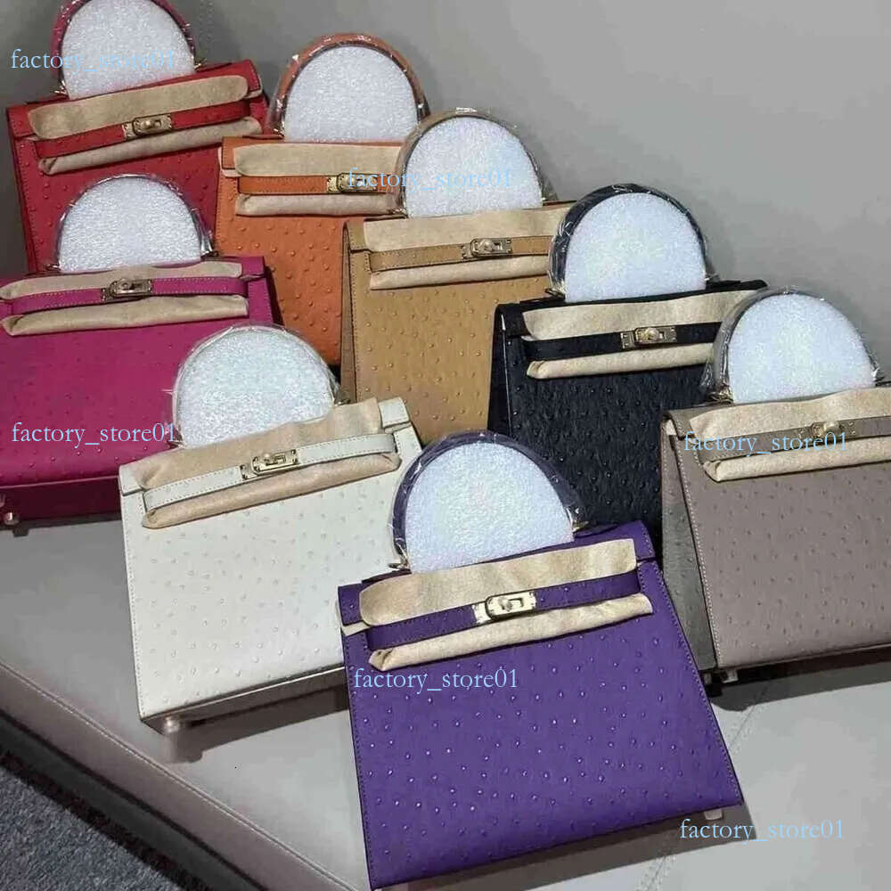 2025 Summer Designer Handbags Leather Handmade High End H Family Ostrich Pattern Head Layer Cowhide Second Generation Bag Womens