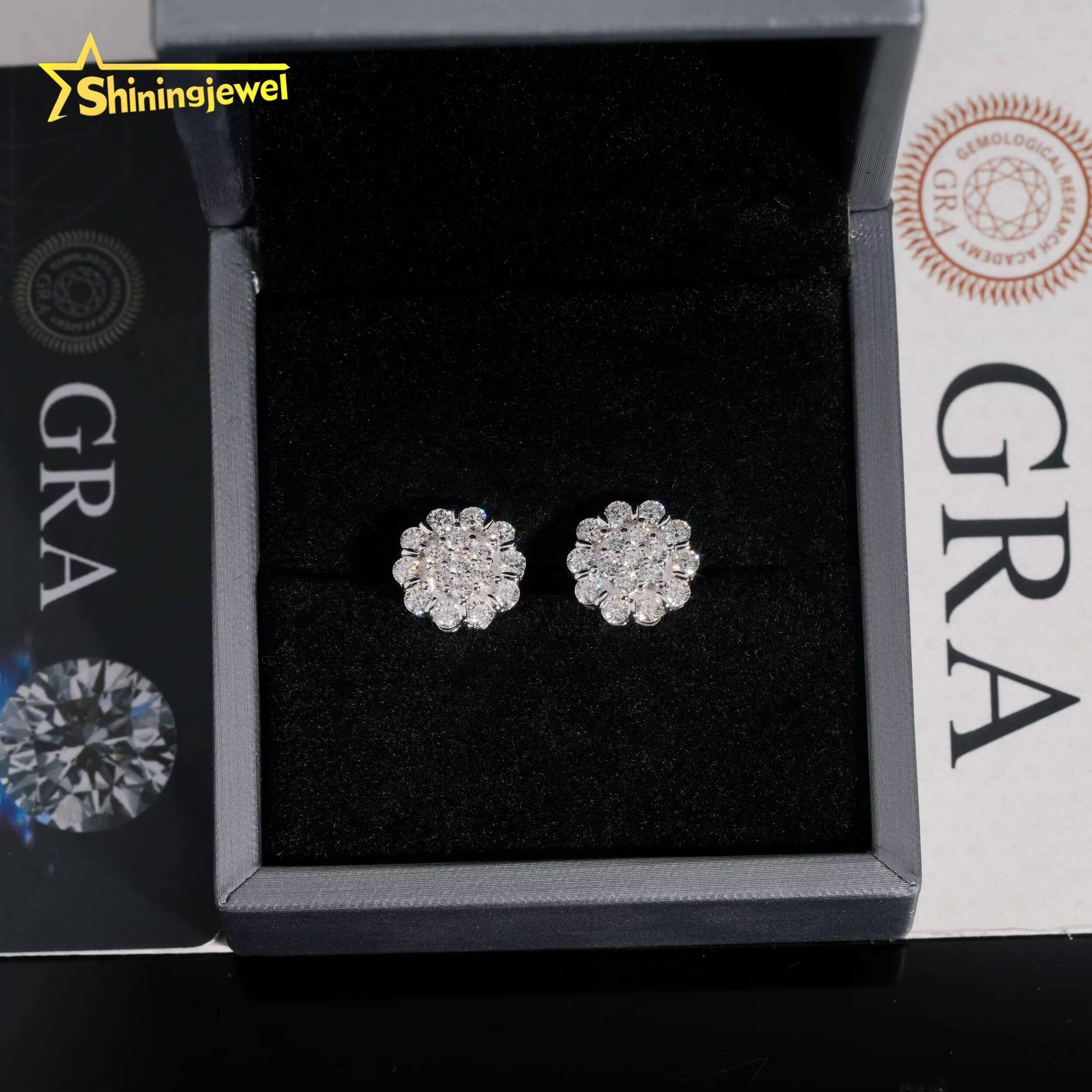 Fashion Jewelry Factory Price Iced Out Diamond Hip Hop S925 Sterling Silver Men Moissanite Earring