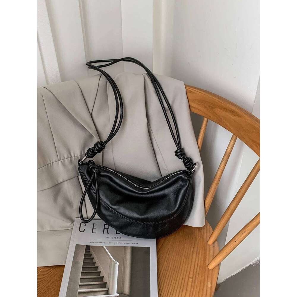 Designer Bags Niche Style Half-Moon Shape Flap Saddle Small First Layer Cow Leather Women Shoulder High-End Daily-Use Crossbody Bag Luxury Bag