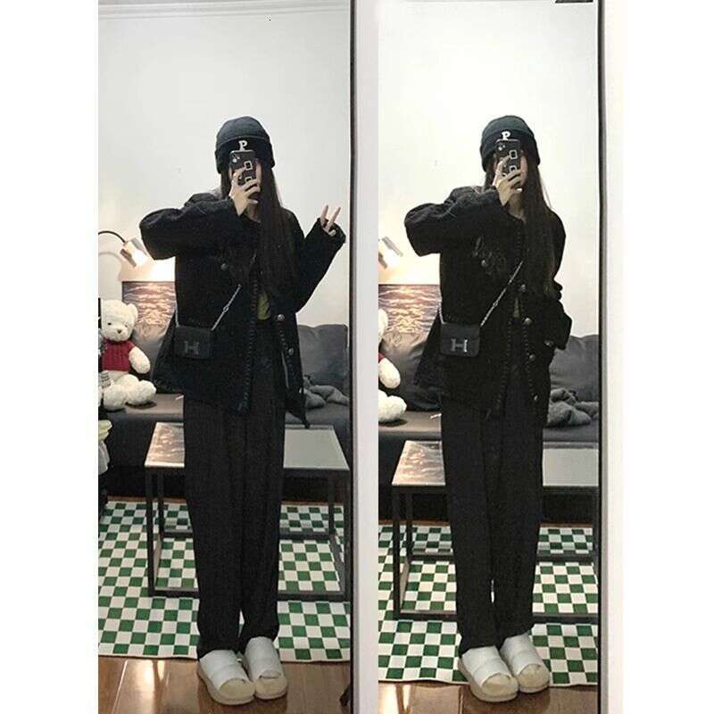 Black small fragrant style jacket for women's autumn and winter new Korean version niche design temperament top