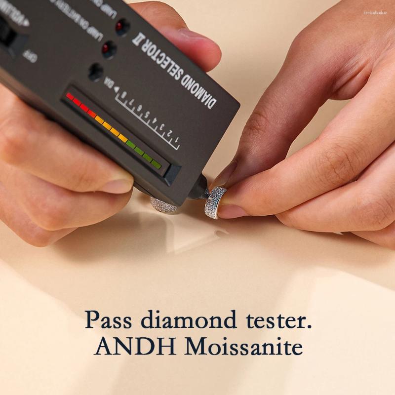 Hoop Earrings ANDH D Color VVS1 Moissanite Half Open For Women 925 Sterling Silver Circle Earring Piercing Ear Luxury Jewelry