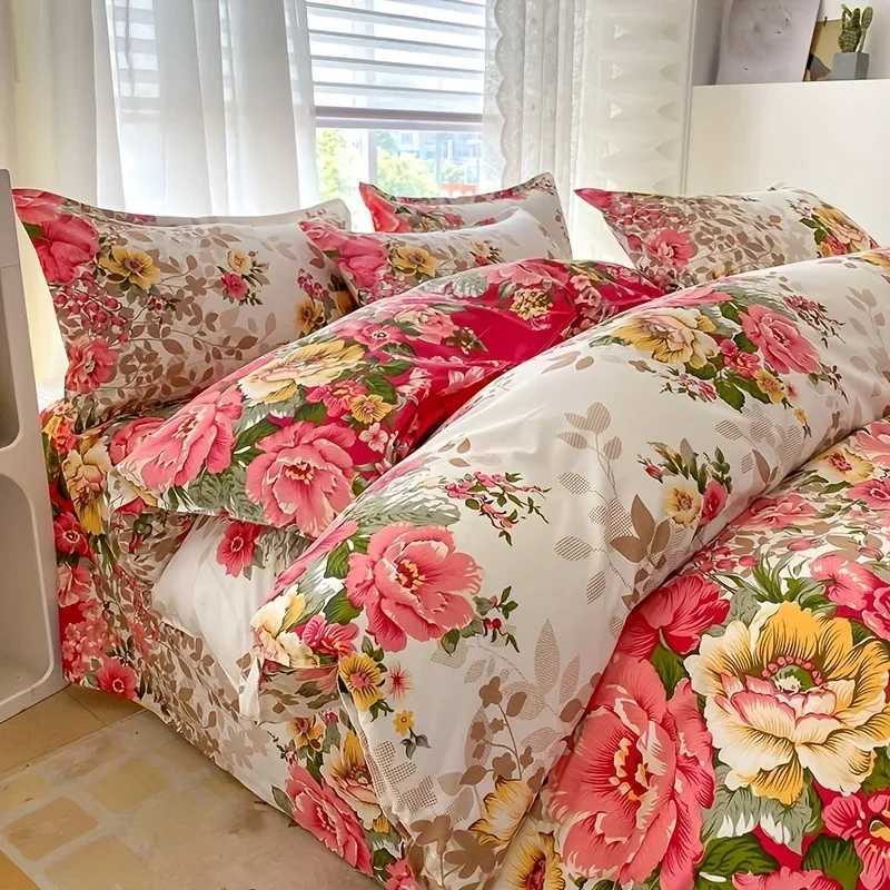 Floral Duvet Cover Set with Zipper Closure - 3 Piece Bedding Set Includes 1 Duvet Cover and 2 cases Y250819