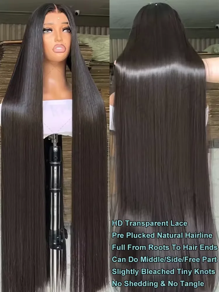 180 Density Bone Straight Wigs Human Hair 13x6 HD Lace Front Wig Hd Transparent Lace Black Gluelesss Transparent Lace Frontal Wigs For Women