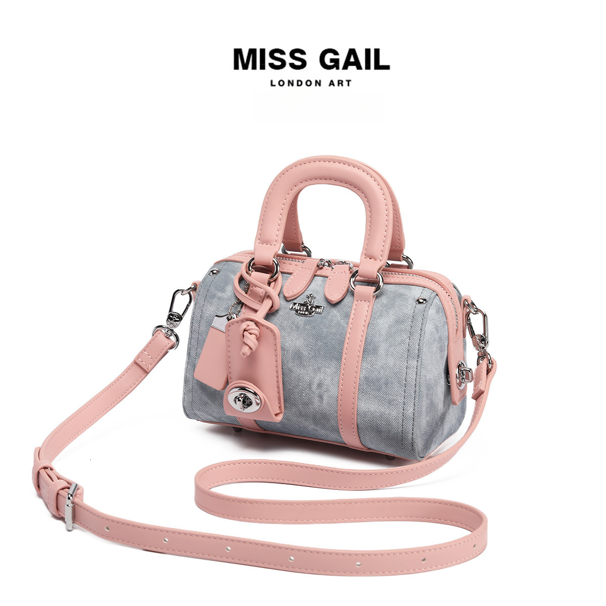 Free Shipping Designer Luxury Women's High Beauty Gradient Handbag Sweet Boston Bag New Denim Single Shoulder Crossbody Bag Casual Makeup Bag