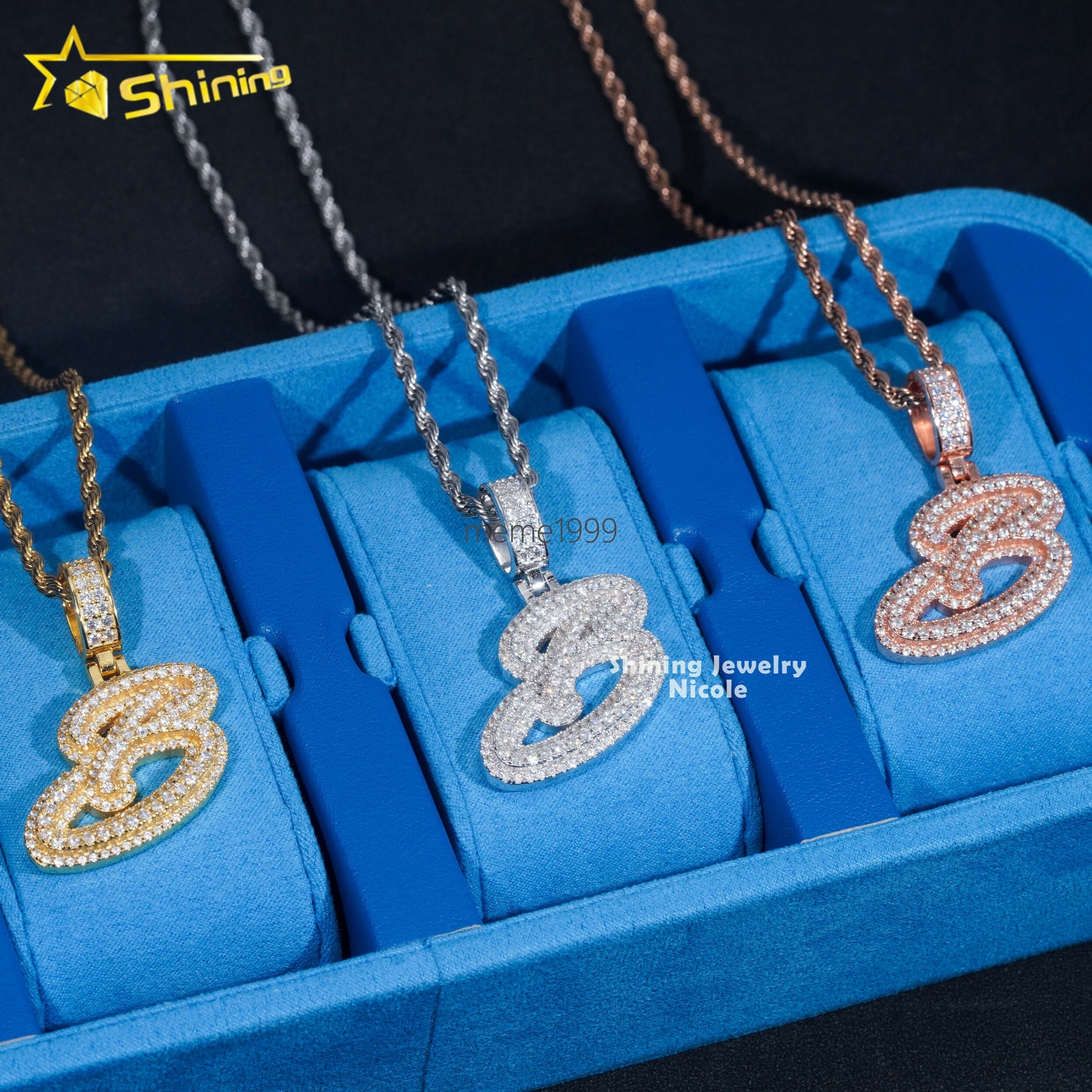 Custom Jewelry High Quality VVS Diamond 925 Silver Iced Out Name Initial B Moissanite Letter Pendant