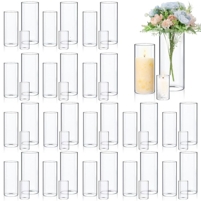 Glass Cylinder Vase 55 British bottles 6 Tall Clear Hurricane Candle Holder for Wedding Party Home Decor 250420