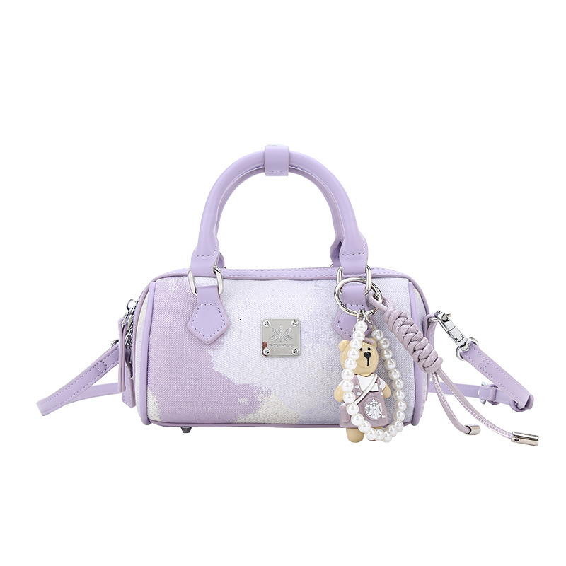 Free Shipping Designer Contrasting Women's Boston Bag New Fashionable Embossed Handbag High-end Hand-held Pillow Bag Casual Shoulder Crossbody Ba