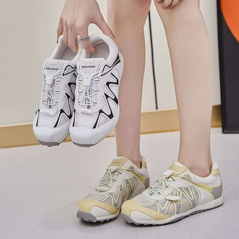 2025 Summer New Outdoor Sports Hiking for Women Genuine Leather Mesh Breathable Casual Running Dad Shoes Non-Slip