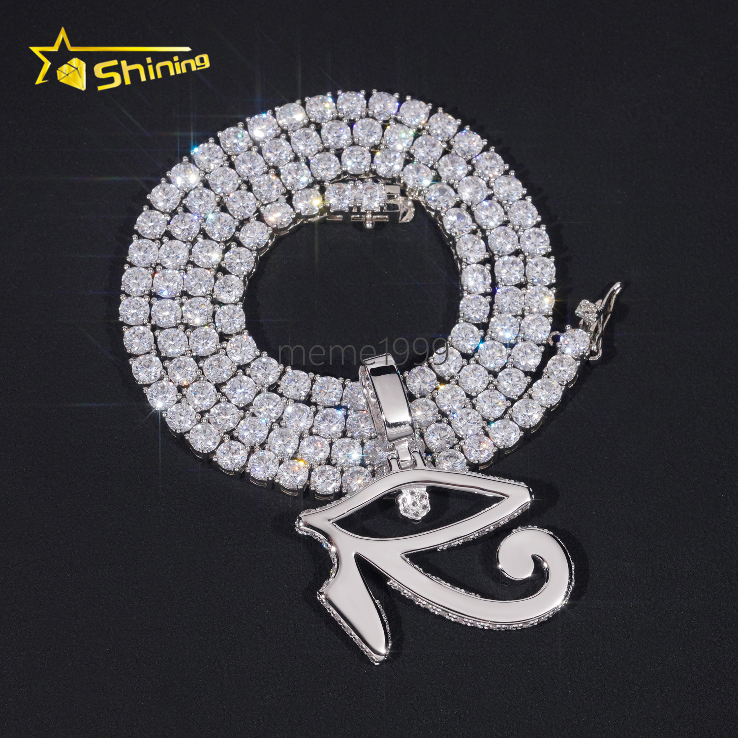 Fine Jewelry Iced Out Charms Gold Plated 925 Silver Hip Hop Moissanite Eyes Charms Pendant