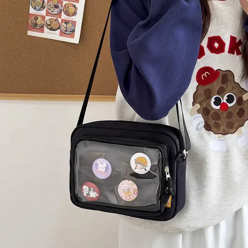 Ins Style Crossbody Bag with Transparent Badge Windows Korea Casual Phone Small Bag Anime Sling Bag Display Goods Bag Y250819