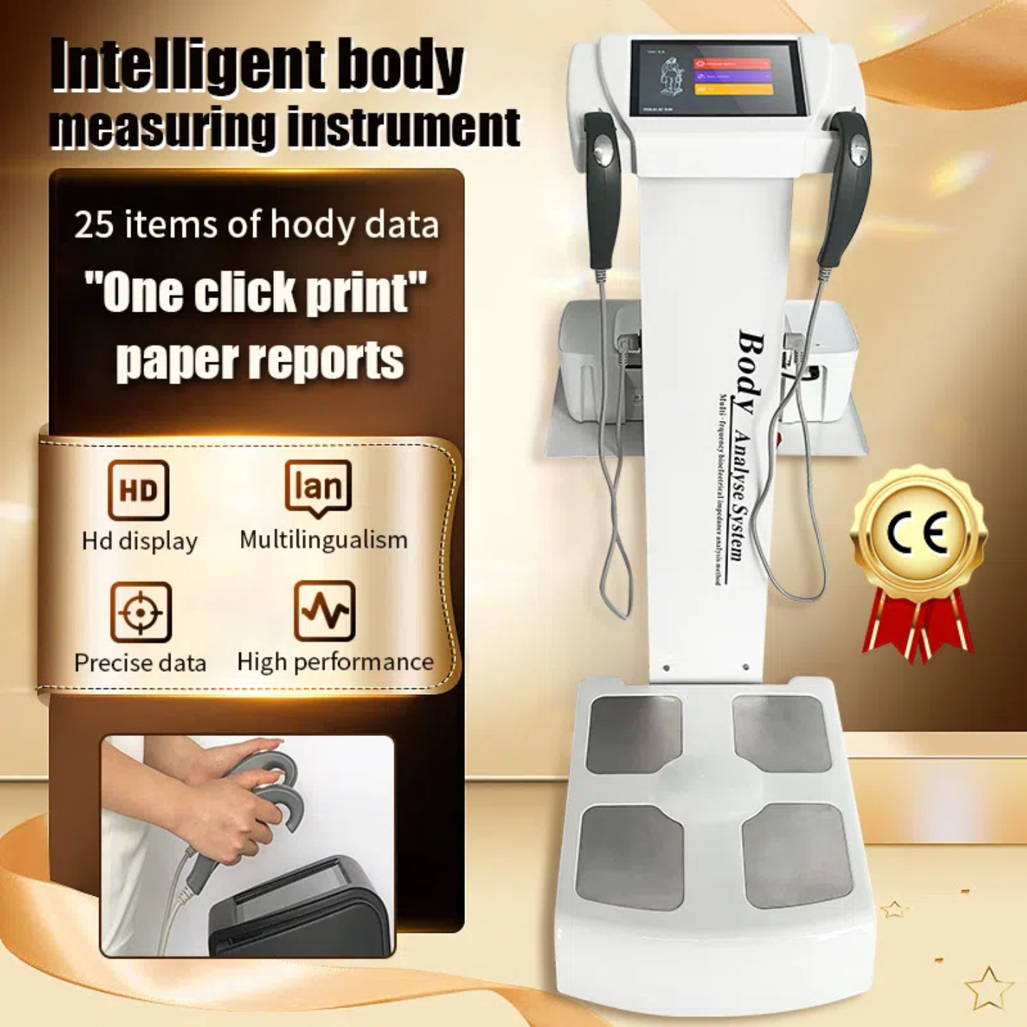 Hot Analyzer With Printer Handheld Body Composition Designed Specifically For Measuring Body Fat In Gyms Intelligent Body Testing