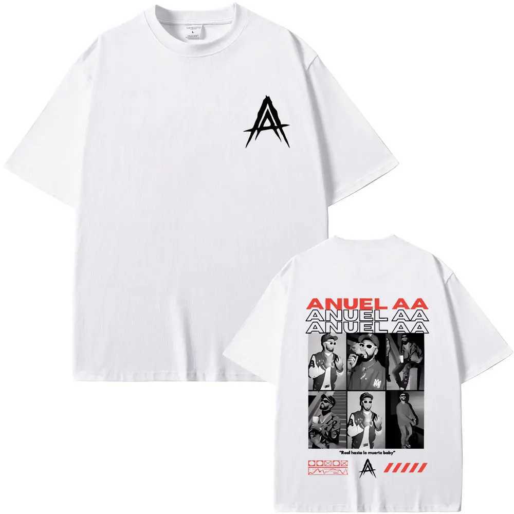 Rapper Anuel AA Real Hasta La Muerte Graphic T-shirt Mens Vintage Fashion Tshirt Men Women Hip Hop Oversized Short Sleeve Y250819