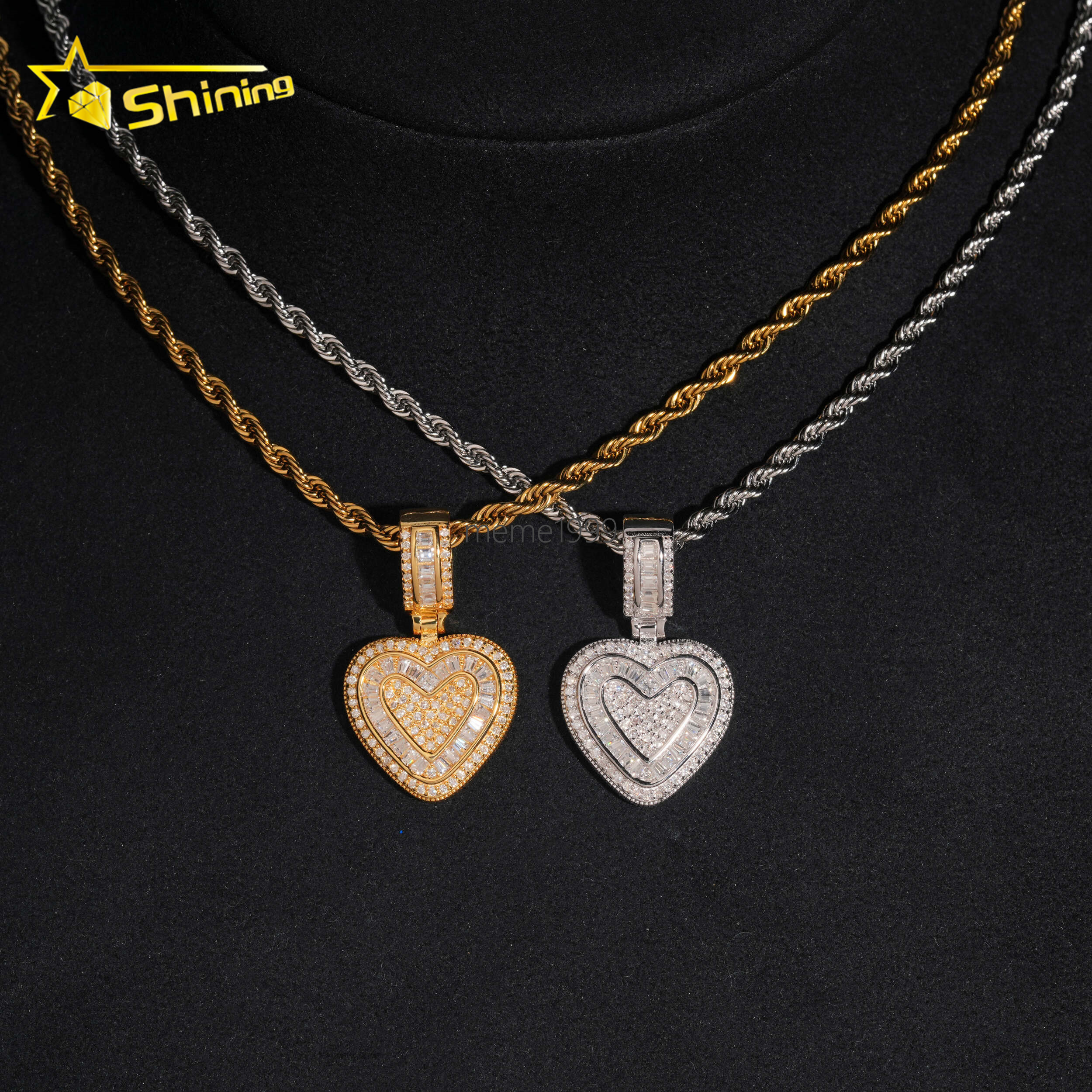 No Tarrifs USA Warehouse GRA Cert 925 Sterling Silver Hip Hop Iced Out VVS Moissanite Diamond Heart Pendant