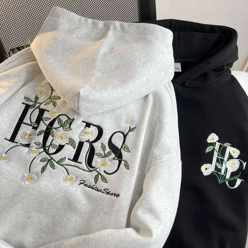 Heavy Embroidery National Trend Hoodie for Women Couple's Spring Autumn Winter Fleece Thick American Style Jacket Top