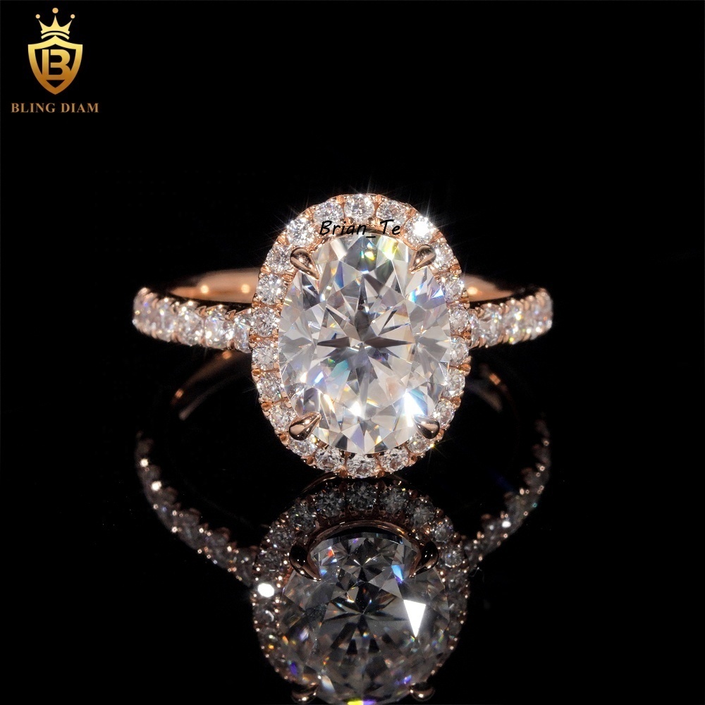 Fine Jewelry 14K Solid Rose Gold VVS Moissanite Diamond Engagement Rings in Stock with Certificate