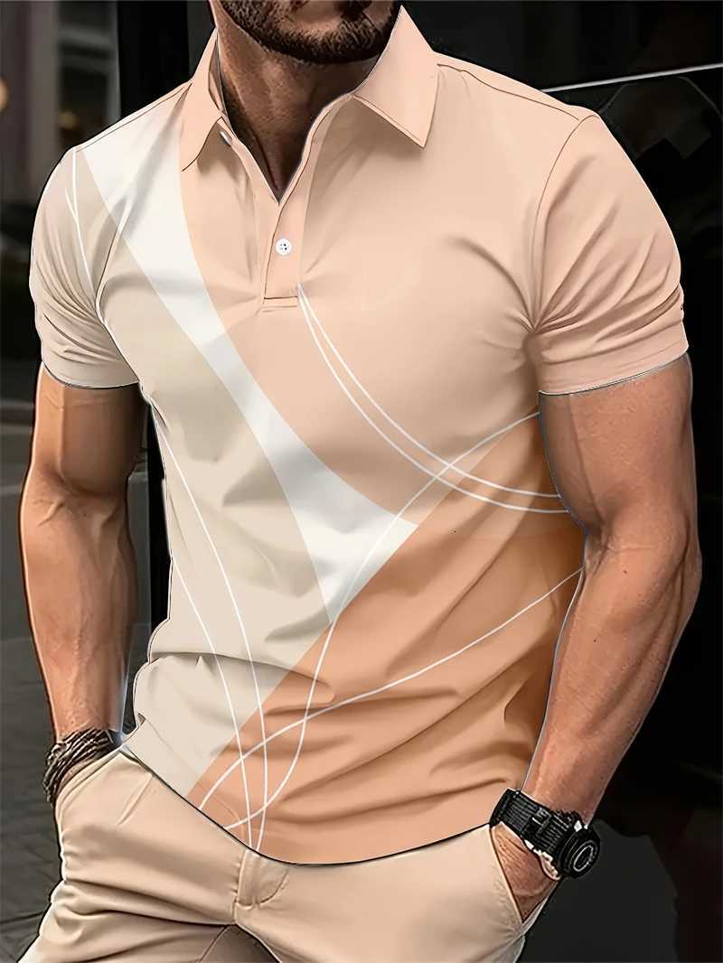 Simple Geometric Line Shirts Fashion Summer Short SLeeve 3D Printed Shirt Casual Oversized Business Mens Clothing Y250819