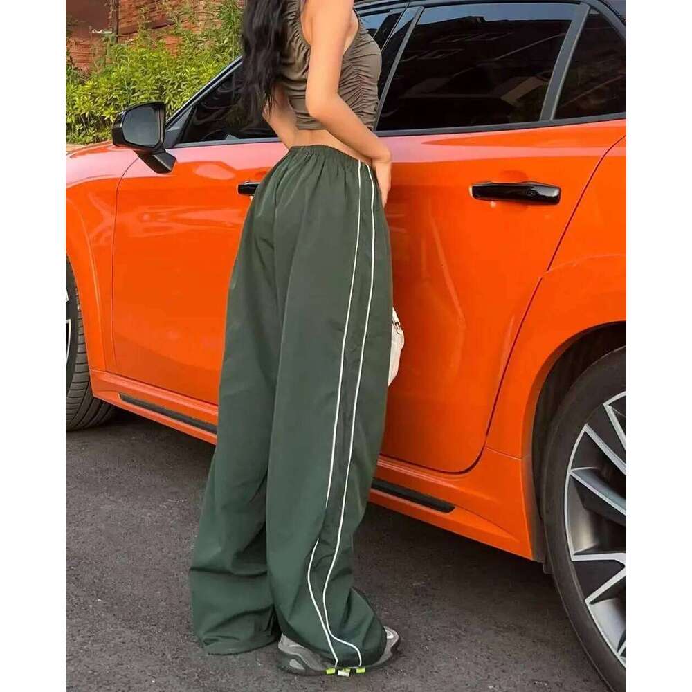 Y2K women vintage Baggy Cargo for Women Drawstring Elastic Low Waist Parachute Pants Sweatpants Loose Hippie Pant Trousers