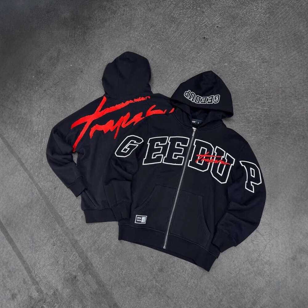 2025 New Harajuku High Street Zipper Hooded Sweatshirt Unisex Hip Hop Rock Y2K Jacket