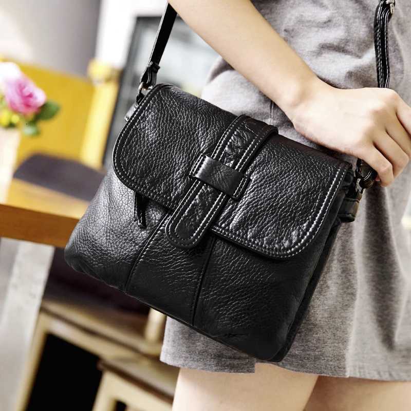 Soft leather Women Messenger bag casual womens shoulder Crossbody bag female handbag Black bolsa feminina bag Y250819