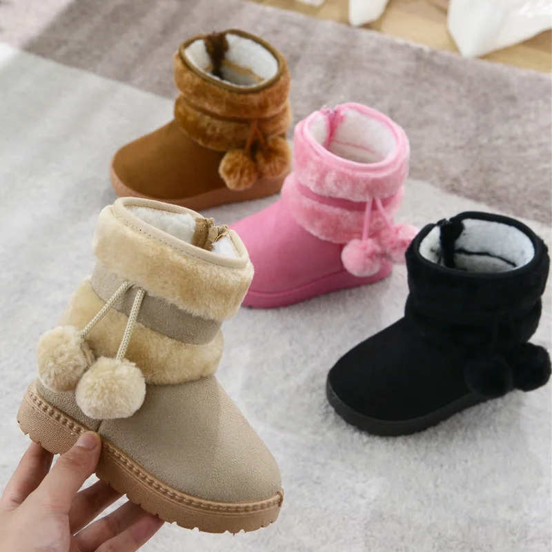 Girls Snow Boots Winter Comfortable Thick Warm Kids Lobbing Ball Children Autumn Cute Boys Princess Shoes 250905