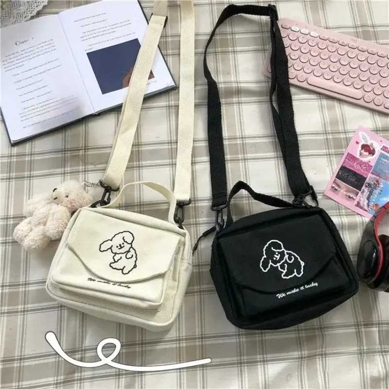 Teen Women Messenger Bags Ladies Canvas Printed Cute Small Square Bag Student Cartoon Shoulder Bag Mobile Phone Wallet Y250819